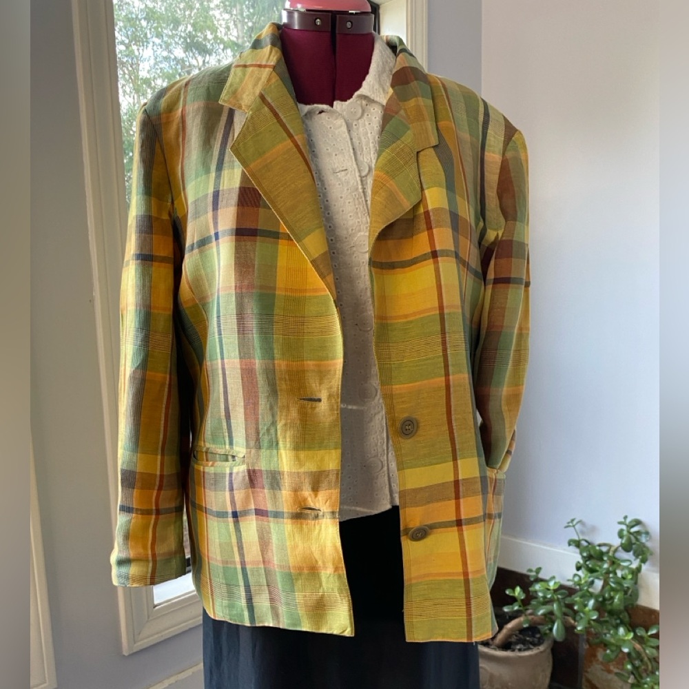 Plaid Women's Jacket in Yellow and Green